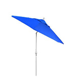 California Umbrella 9' Round Aluminum Market Umbrella, Crank Lift, Collar Tilt, White Pole, Sunbrella Pacific Blue